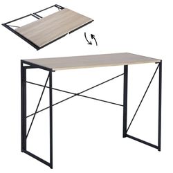 HOMYLIN Bureau Pliable de 100 cm, Table d'écriture d'étude, Bureau d'ordinateur pour Chambre à Coucher, Appartement, Pas de Montage nécessaire, chêne Romain
