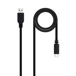 CABLE USB 2.0 3A, TIPO USB-C/M-A/M, NEGRO, 0.5M
