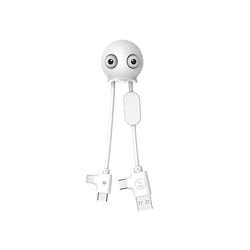 Xoopar Câble Multi USB 3 en 1 en Forme de Pieuvre Mini Chargeur USB Universel Conçu avec des Matériaux Recyclés avec USB/USB-C et Lightning Compatible avec Apple Samsung Android - Jelly Blanc