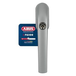 ABUS Tirador de ventana con cerradura FG300 AL0125 – Pomo de ventana con cilindro de presión, cierre uniforme, nivel de seguridad ABUS 5 – 89945 – Acero inoxidable