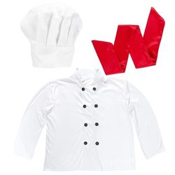 W WIDMANN MILANO Party Fashion - Set de déguisement cuisinier, casquette, veste, écharpe, fête à thème, carnaval