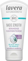 lavera basis sensitiv Crème hydratante apaisante - cosmétiques naturels - végan - Aloe vera bio & Huile d'amande bio - hydratant - soins de jour - sans parfum - certifié PETA - 1 x 50 ml