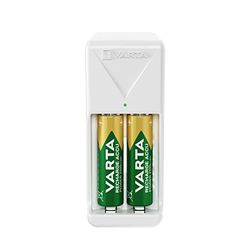 VARTA Mini Charger för 2 AA, AAA NiMH uppladdningsbara batterier (inkl. 2x AA 2100 mAh batterier), Europakontakt