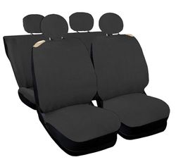 Auto Accessori Lupex Coprisedili Auto Compatibili con Cinquecento 500, Made in Italy, tessuto policotone, set anteriori e posteriori (Grigio con schienale posteriore 50e50)