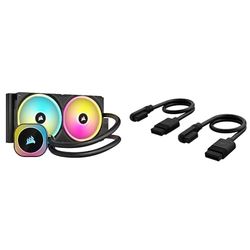 Corsair iCUE LINK H115i RGB Liquido CPU Raffreddatore Pacchetto - AIO da 280 mm - Due Ventole QX140 RGB - Hub di Sistema iCUE LINK - Cavi iCUE LINK Slim 200 mm Dritti/Sottile 90° - Nero