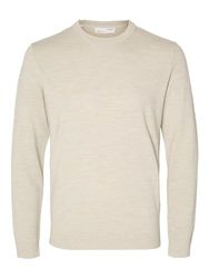 SELETED HOMME SLHTOWN Merino Coolmax Knit Crew NOOS, Fog/Detail: melange, XL