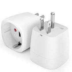 BHHB Paquete de 2 Adaptador Enchufe USA, de Español de 2 Pines a Americano de 3 Pines Adaptador Enchufe Americano, Adaptador de Viaje Tipo B Apto para Estados Unidos, Canadá, Japón, México etc