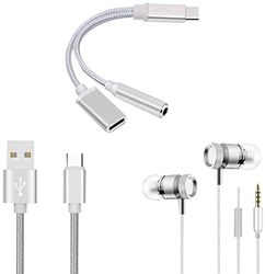 Set voor Samsung Galaxy Book (adapter type C/jack laadkabel metaal type C + hoofdtelefoon) (zilver)