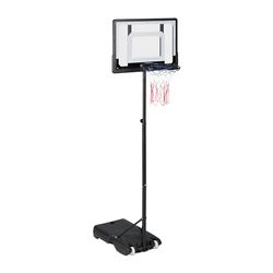 Relaxdays Canestro da Basket da Esterno, Asta Regolabile in Altezza, 205-260 cm, Mobile, per Pallacanestro, Nero Bianco