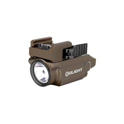OLIGHT Baldr Mini-tactische lamp met visaanwijzer, groen, verstelbaar, krachtig, 600 lumen, verstelbare rail voor jacht, compatibel met Picatinny-rail en GL Desert tan