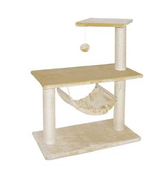 Cat&Rina - Krabpaal voor katten Athena – afmetingen: 75 x 40 x 96 cm – kleur bruin – verhoogde structuur op meerdere niveaus – stimuleert je kat – stimuleert bij het springen en klimmen