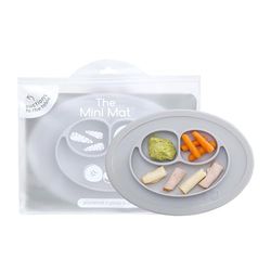 Ezpz Assiette Mini Mat + Sets de Table Silicone Pewter Gris Clair