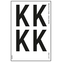 V Safety One Letter Sheet - K - 54mm Character Height - 300x200mm - Self Adhesive Vinyl