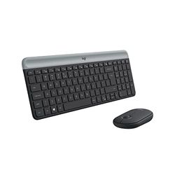Logitech MK470 Slim Combo draadloze toetsenbordmuisset, 2,4 GHz-aansluiting via nano-USB-ontvanger, bereik van 10 meter, batterijduur van 18 maanden, pc/laptop, Nederlandse QWERTY-indeling - grafiet
