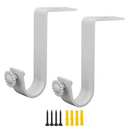 2 Pack Ceiling Curtain Rod Bracket Single Holders for 1 Inch Drapery Heavy Duty Brackets for Living Room Bedroom White