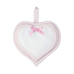 FILET - Noeud de Naissance Nouveau-né en Forme de Coeur avec Insert en Toile Aida à Broder, Idéal à Accrocher pour Annoncer la Naissance d’une Fille ou comme Sourcils, 100% Made in Italy, Couleur Rose
