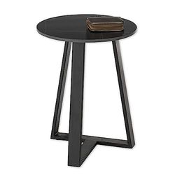 Stella Trading Jason Salontafel, rond, zwart-moderne woonkamertafel met keramische plaat en metalen frame, keramiek, 40 x 50 x 40 cm