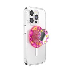 PopSockets PopGrip for MagSafe, Magnetic Phone Grip & Stand, Swappable Top, Secure Grip for iPhone MagSafe Cases, Kickstand for Hands-Free Viewing, Wireless Charging Compatible - Pink Relief