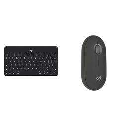 Logitech Keys-To-Go Wireless Bluetooth Keyboard & Pebble Mouse 2 M350s Slim Bluetooth Wireless Mouse