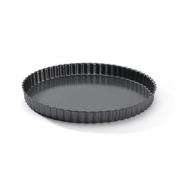 De Buyer Acciaio Antiaderente Tortiera Tonda con Bordo Dritto scanalato, 4705.28, Inossidabile, Nero, 28 cm