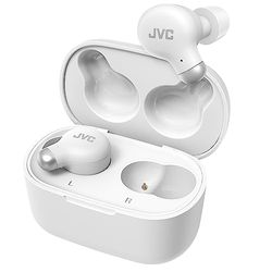 JVC HA-Z250T - Auriculares Inalámbricos con Bluetooth 5.3, 28 Horas de Batería, Certificación IPX4, Solo 5,1g de Peso, Cancelación de Ruido, 3 Pares de Almohadillas de Silicona y 2 de Espuma, Blanco
