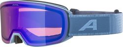 ALPINA NAKISKA Q Lunettes de ski à effet miroir, renforcement du contraste et polarisées, avec protection UV 100% pour adultes, bleu fumé mat, taille unique