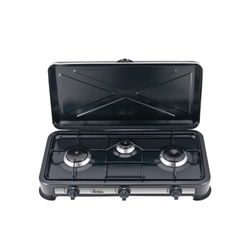 ARDES - AR1FG03 Cuisinière à gaz d'extérieur GPL Portable pour le camping 3 brûleurs avec couvercle en acier peint en noir - Classe d'efficacité énergétique A+++