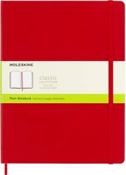 Moleskine - Cuaderno Clásico con Hojas Lisas, Tapa Dura y Cierre Elástico, Color Rojo Escarlata, Tamaño Extra Grande 19 x 25 cm, 192 Hojas