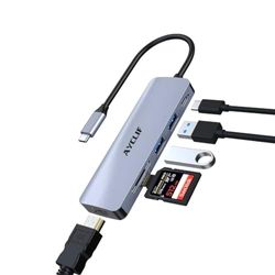 AYCLIF Hub USB C, USB 3.0, PD 100 W, Splitter USB C con MacBook Pro/Air, Chromebook, Thinkpad, Laptop e altri dispositivi di Tipo C, Adattatore Multiplo USB C 6 in 1 con Display