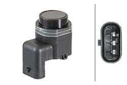 HELLA 6Px 358 141-221 Capteur, Aide Au Stationnement - En Forme D'Angle - 3Pôle - Inséré - Ce Qui Peut Être Peint - Avec Bague De Fixation