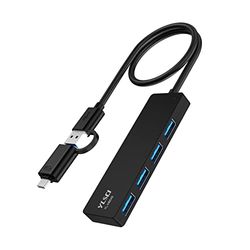 YLSCI Hub USB, conecte y transfiera Sus Datos con Hub USB 4 en 1 para computadora portátil, 4xUSB 3.0, Adaptador USB A y USB C, Ideal para MacBook Air/Smart Phone/Surface Pro