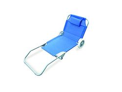 GARDEN FRIEND Lit Bébé Minorque Bleu avec roulettes, Structure en Acier Gris, Revêtement en Textilène 430 G/m² de Couleur Bleue