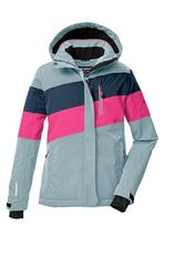 Killtec Giacca da sci da bambina, con cappuccio e paraneve KSW 197 GRLS SKI JCKT, blu fumo, rosa fluo/blu notte, 164, 43487-000