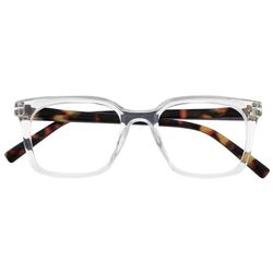 OPULIZE KOI Gafas de Lectura - Elegante Marco Rectangular Ancho - Visión Óptima - Transparente - Hombre Mujer - Bisagras de Muelle - R50-C - +1.50
