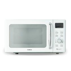 Tower T24041WHT Digital Microwave with Sleek Mirror Door, 800W, 20L, White & Chrome