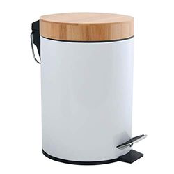MSV Poubelle AZA 3L Blanche AV COUV.Bambou (Vendu par 1)
