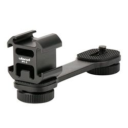 ULANZI PT-3 Triple Cold Shoe Mount Adapter Aluminium for Gimbal (DJI Osmo Mobile 2/3, Zhiyun, Feiyutech), Camera and Smartphone Vlog Video Microphone Extension Bar,Black