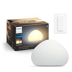 Philips Hue vit amb. LED-bordslampa vågare inkl. dimmer, svart, dimbar, alla vita skuggningar, styr via app, kompatibel med Amazon Alexa (Echo, Echo Dot)