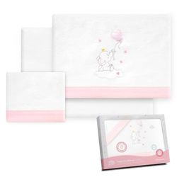 Interbaby - Sänglakan set för vagn, 40 x 80 cm, baby - vinterlakan flanelltyg, elefant, ballonghjärta, modell, inklusive lakan + lakan + örngott