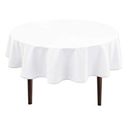 Nappe Ronde Hiasan - Nappe imperméable Anti-Taches pour Salle à Manger, Polyester & Polyester mélangé, Blanc, 60 inch Round