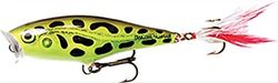 Rapala Skitter Pop Lure with Two No. 6 Hooks, Surface Swimming Depth, 5 cm Size, Lime Frog