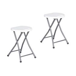 KG KITGARDEN - Lot de 2 tabourets Pliables multifonctionnels, 46 x 30 x 27 cm, Blanc