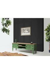 Light Green TV Unit, 150 cm breed, 40 cm hoog, 50 cm diep, 100% MDF met groene top en hoornbeam poten, stijlvolle opslag voor moderne woonkamers