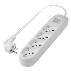 POLY POOL PP2507XL Ladrão multitomada elétrica 250 V 4 tomadas multipadrão P40 tomada poupança de espaço individual franco/alemão grande 16A 2P+T