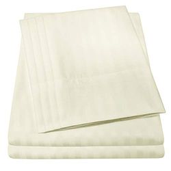 Sweet Home Collection 6 peças Bed Sheets 1500 Thread Count Deep Pocket Fine conjunto de fronhas extra de microfibra com bolsos profundos, Dobby bege, casal duplo, 6