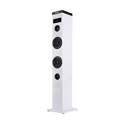 NGS Sky Charm White - Tour de Son Bluetooth 50W avec Télécommande, Entrée Optique, USB, Radio FM et AUX in (Couleur Blanc)