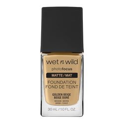 Wet n Wild - Photo Focus Foundation MATTE - Base com fórmula avançada, pele e maquilhagem impecáveis para a câmara e sem brilhos brancos, fórmula matadora - vegan, bege dourado, 1 unidade