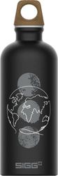 SIGG - Aluminium drinkfles - Traveller MyPlanet Direction motief - klimaatneutraal gecertificeerd - koolzuurhoudende dranken - lekvrij - vederlicht - BPA-vrij - Outdoor & Yoga - mat zwart - 0,6 l