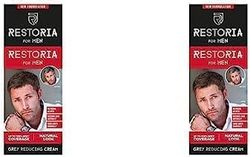 Restoria Grey Reducing Cream for Men - Hair Cream for Restoring Natural Hair Colour Gradually, Up to 100% Grey Coverage - Vegan, 100ml (Pack of 2)