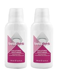 Betadent KIT 2 COLLUTORIO CON CLOREXIDINA 0,20%. Contrasta placca, carie, gengiviti. Ideale in caso di gengive irritate e infiammate e in seguito a trattamenti odontoiatrici chirurgici. 2x250 ml